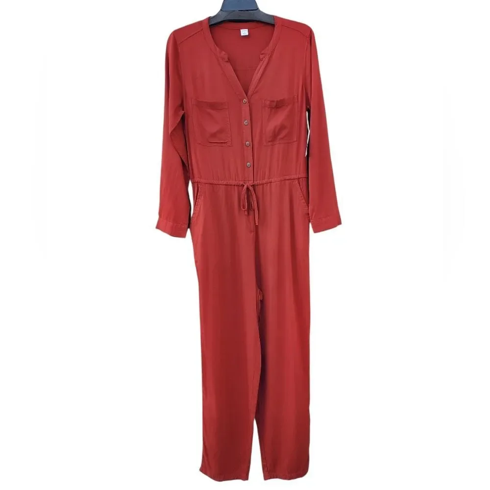NWT Old Navy Tierra Red Long Sleeve Jumpsuit
